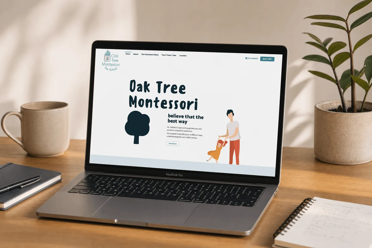 Oak Tree Montessori — Laptop görünümü, ana sayfa